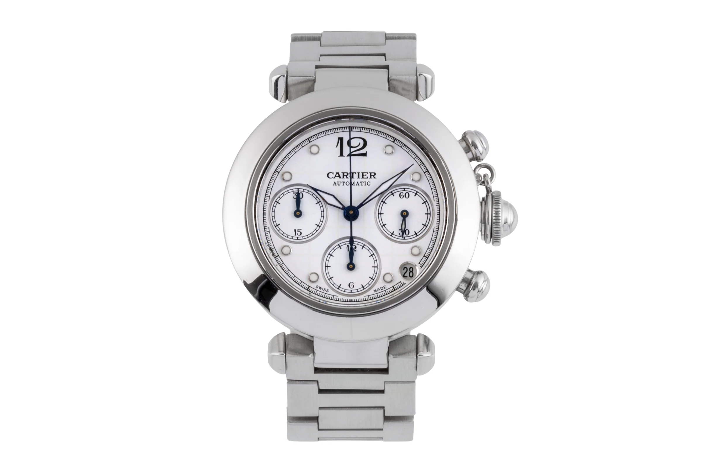 Cartier Pasha chronograph steel automatic men's watch W31039M7 LP: 7200EUR  [2500326]